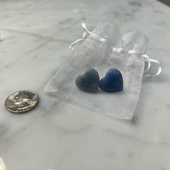 NEW Blue Aventurine heart earrings - Picture 2 of 5